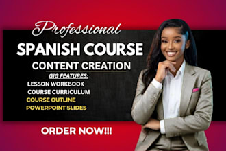 create spanish online course content and curriculum