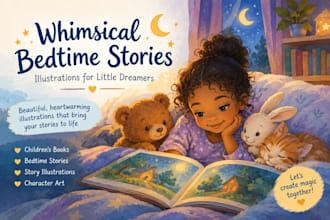 illustrate whimsical bedtime stories with gentle painted artwork