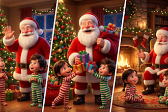 create christmas children story book illustration cartoon holiday picture book