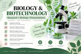 write biology, biotechnology content and presentations