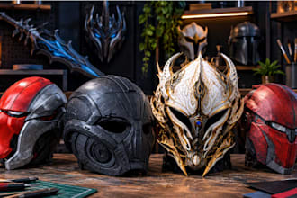 design custom 3d cosplay masks, helmets, armor and props