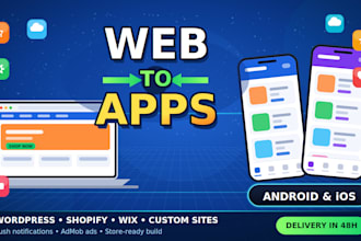 convert website to android and ios app, wordpress shopify webview app