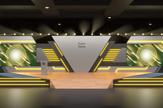 design 3d event stage, stage ligthning concert stage wedding hall