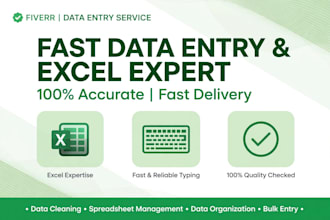 do data entry, excel cleanup and admin support fast