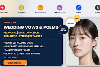 write wedding poems vows promise proposal speech maid of honor romantic letter