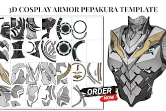 create custom 3d cosplay armor pepakura template, weapon and eva foam pattern