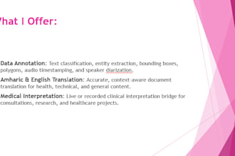 do data annotation, amharic english translation,medical interpretation