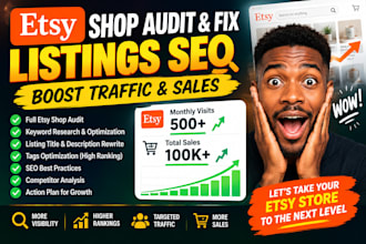 help audit etsy shop listings titles tags, fix listings seo for sales, traffic