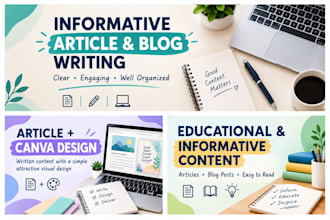 write, design an informative articles and blog post in canva