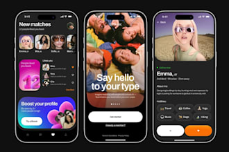 develop a mobile dating app, social media app and chat app
