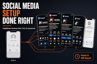 do social media setup, facebook page,meta business suite