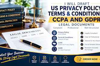 draft US privacy policy, terms and conditions, ccpa and gdpr legal documents