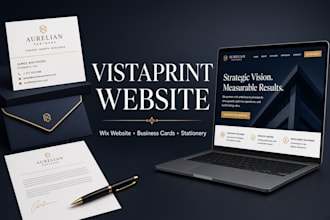 vistaprint website, wix website, business cards and print ready designs