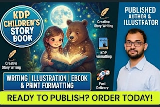 write and illustrate KDP children story books and ebooks