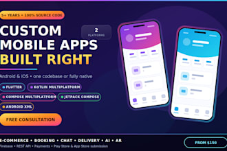 develop custom android and ios app in flutter, kotlin multiplatform and compose