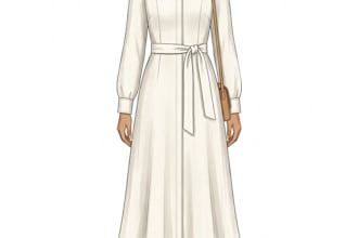 design a dress or womenswear piece with flats and a tech pack