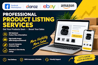 do SEO product listing for ebay, amazon, fb marketplace, and daraz