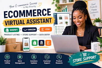 be your ecommerce virtual assistant for shopify, amazon and etsy VA