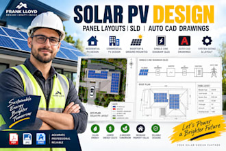 design solar pv systems, panel layouts, sld and autocad drawings
