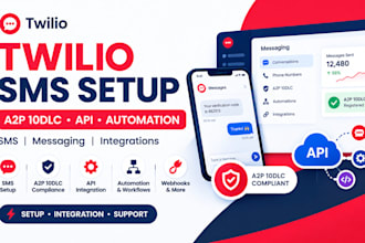 setup twilio SMS a2p 10dlc messaging call forwarding IVR API integration