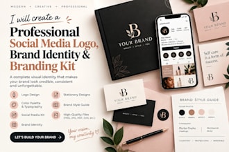 create a professional social media logo, brand identity and branding kit