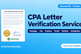 provide a CPA verification letter for mortgage, employment, rental, loan