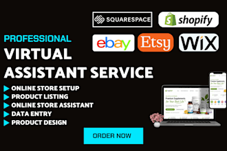be your virtual assistant for shopify, etsy squarespace ebay wix online store