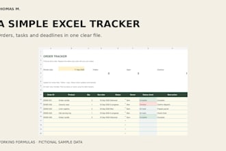 build a simple excel order or task tracker with formulas