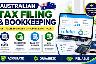 do australian tax filing, bookkeeping cleanup, bas gst support, abn assistance