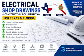 create electrical shop drawings and construction documentation for texas and fl