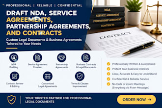 draft nda, service agreements, partnership agreements, and contracts