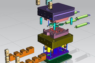 3d mold design for die casting, metal mold, manufacturing and renderings