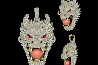 design stunning 3d jewelry models and rendering, iced out pendant,3d chains ,cad