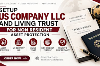 setup US company llc and living trust for non resident asset protection