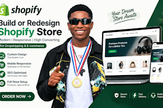 build shopify store design or redesign shopify website dropshipping store