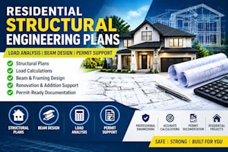 provide residential structural engineering plans load analysis
