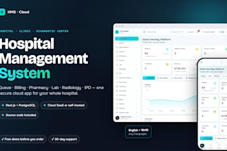 build hospital management system web app with billing, lab, and pharmacy