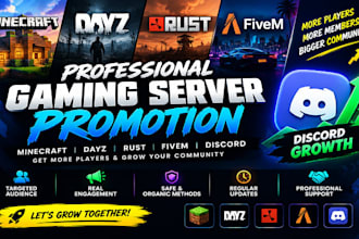 promote your minecraft dayz rust fivem gaming server and discord promotion