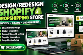 build shopify  store design bigbuy shopify dropshipping shopify website design