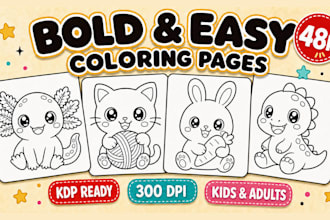 create bold and easy coloring pages for KDP