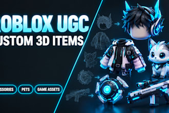 create custom roblox ugc items and 3d game assets, low poly 3d, game props