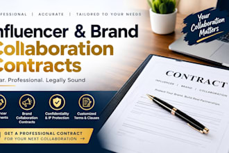 create influencer and brand collaboration contracts for legal agreement