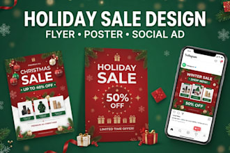design holiday sale flyer discount poster promotional social media ads
