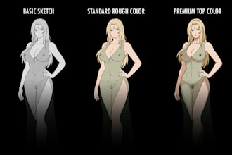 draw hot sfw or nsfw character anime or other style