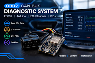 develop obd2 can bus diagnostic system using esp32 arduino, ecu scanner and pids