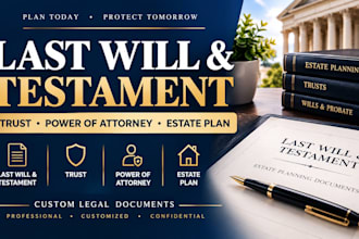 draft last will and testament, trust, power of attorney and estate plan