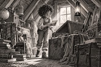 create black and white illustrations for childrens chapter books