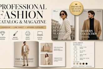 design fashion magazine, clothing catalog, lookbook and line sheet