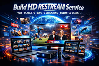 configure m3u playlist, restream server and reseller panel setup