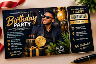 design a modern birthday and celebration invitation flyer